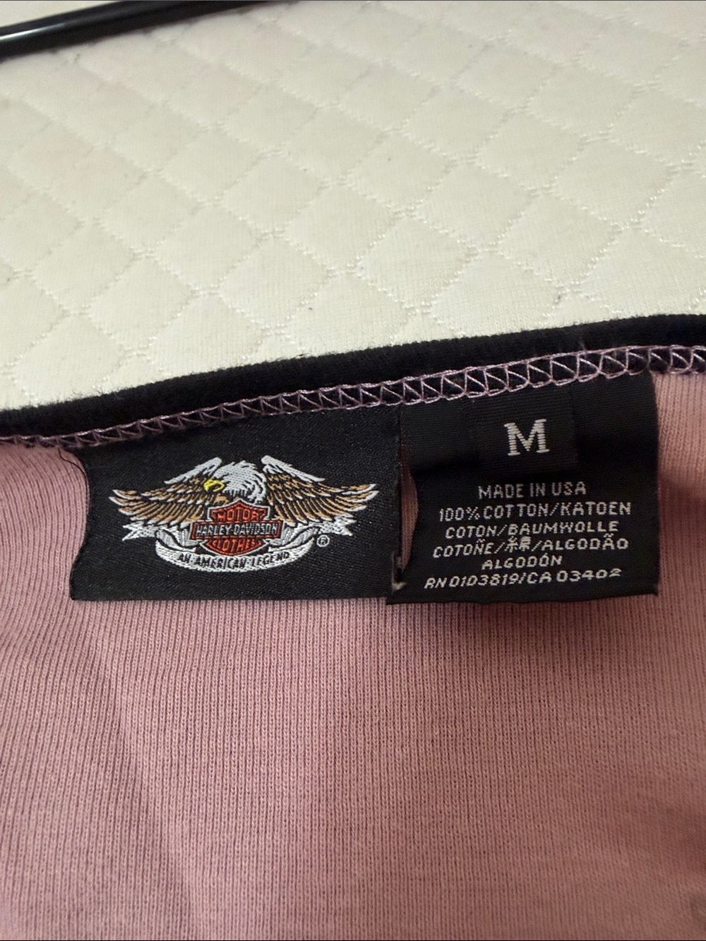 Harley-Davidson Purple V Neck Long Sleeve Top with Black Sleeves Medium NWOT - Picture 6 of 6